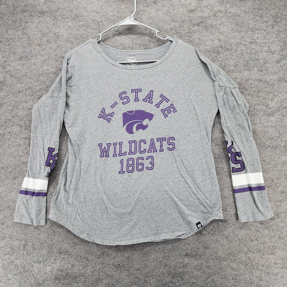Kansas State Wildcats Shirt Womens Small '47 Long Sleeve Gray